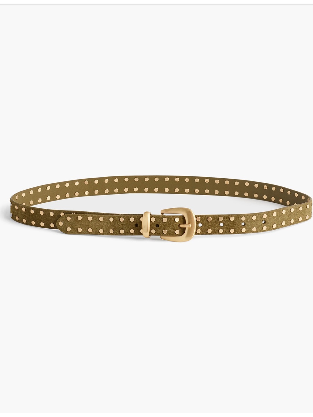 NEW Madewell Olive Suede Flat Studded Western Belt - XL